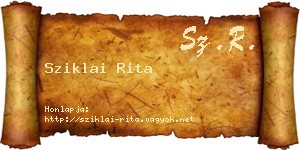 Sziklai Rita névjegykártya